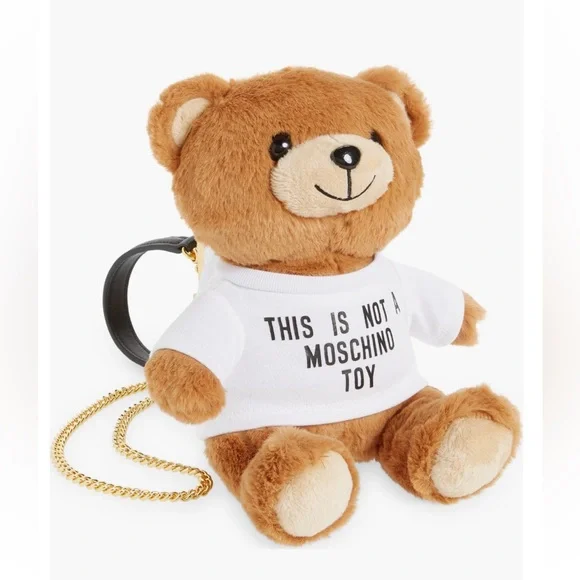 Moschino Stuffed Teddy Bear Coin Clutch Crossbody Bag NWT - Picture 2 of 15